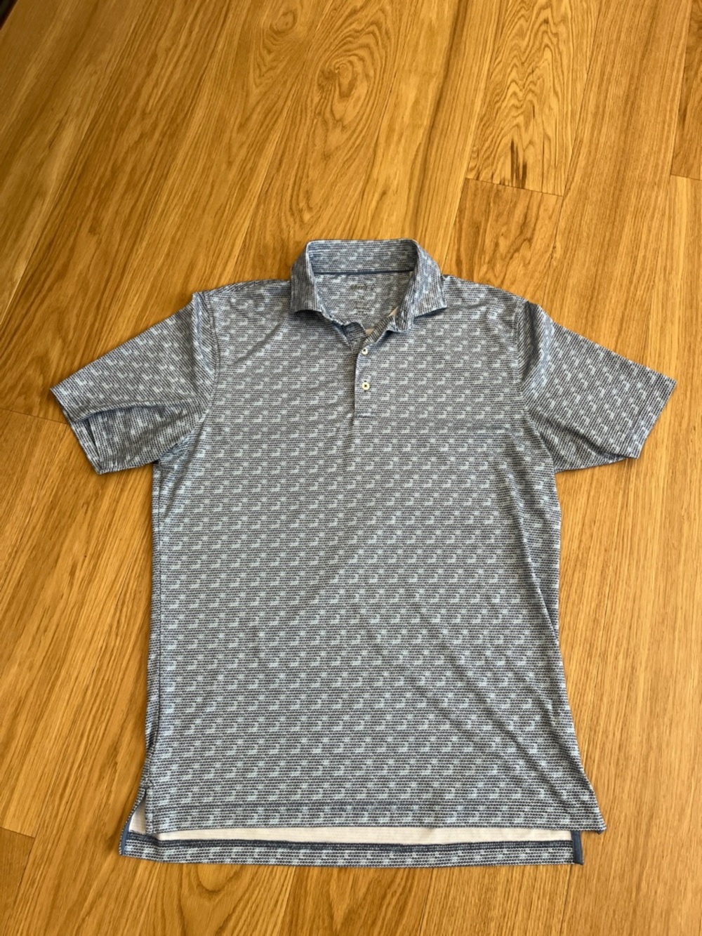 Johnnie-O Men's Jarvis Printed Lake  Blue Patterned Golf Polo size M